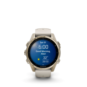 GARMIN Fenix 8 Amoled Sapphire, Nebelgrau/Softgold, 43mm (010-02903-11)